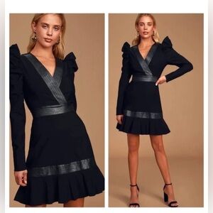Black long sleeve Ruffled mini dress